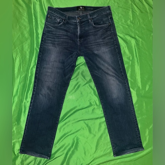 Men's 7 for All Mankind Carsen Lux Performance Blue Straight Leg Jeans size 36 - Picture 1 of 13